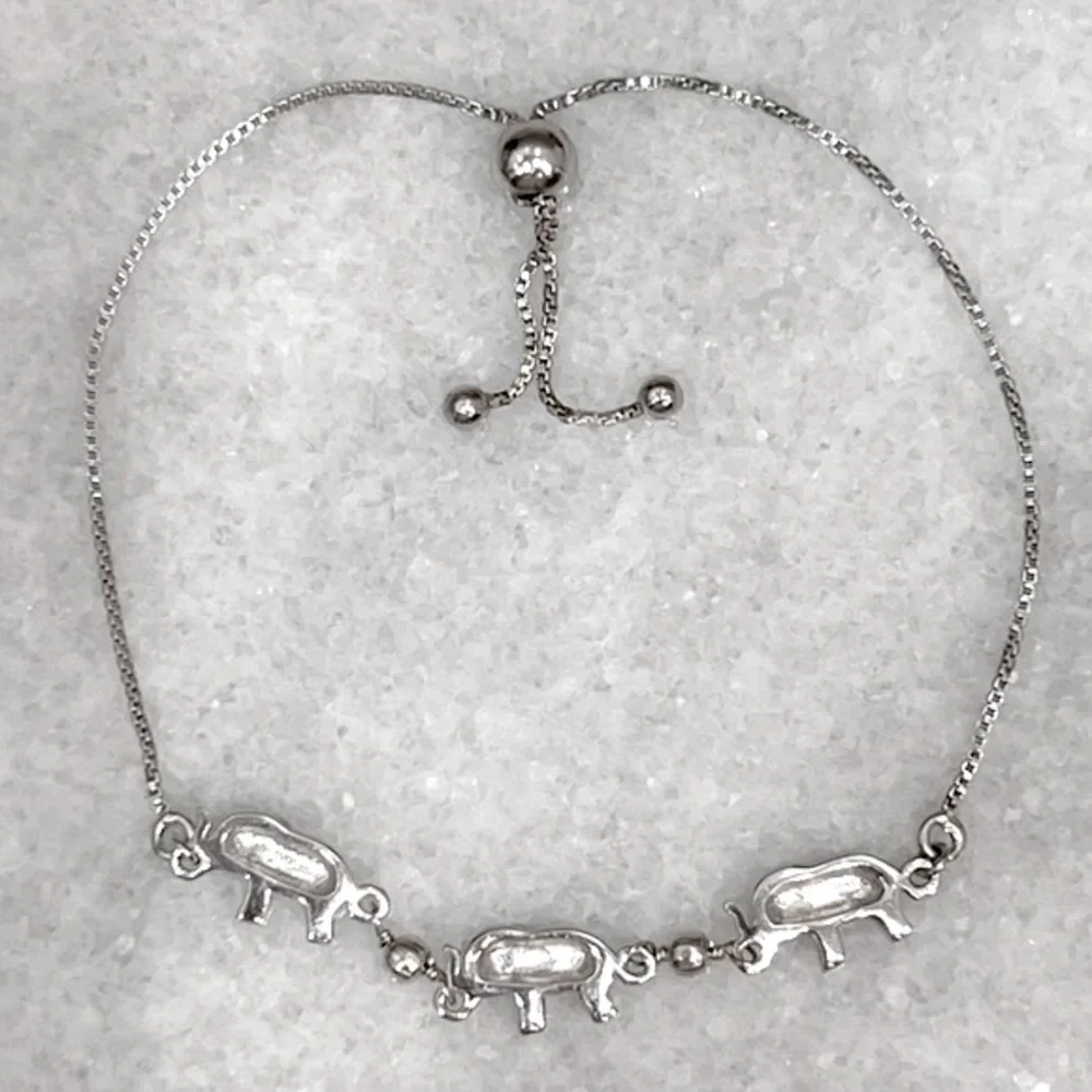 Sterling Silver Elephant BOLO  Bracelet